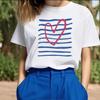 Plus Size Heart Print Women T Shirts Cotton Tees Summer Tops