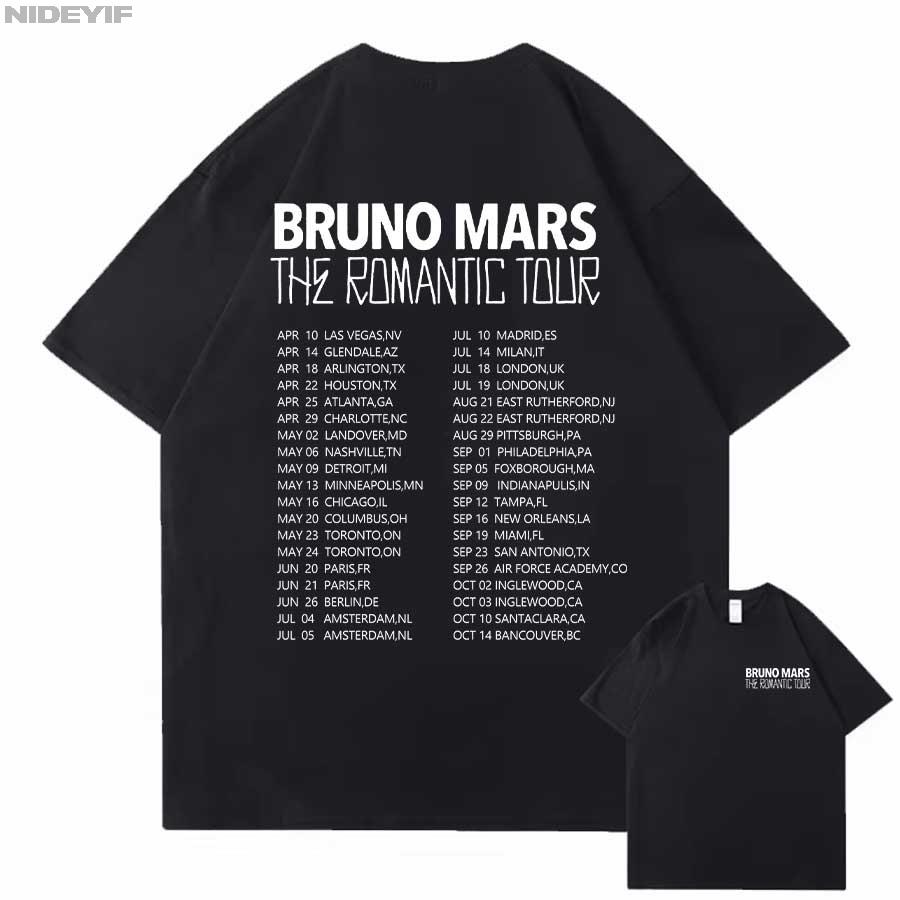 Футболка Bruno Mars The RoUnisextic Tour для унисекс женщин Хип-хоп Уличная одежда Оверсайз Топы 100% Хлопок Футболка BM3