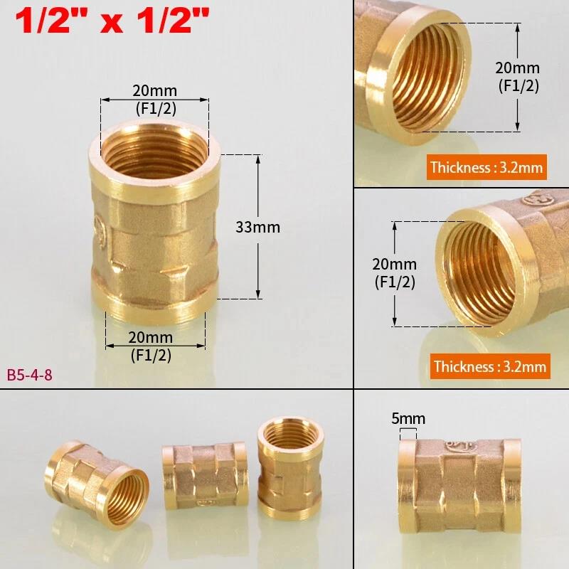 1~10pcs Brass Female Reducing Sleeve 1/8" 1/4" 3/8" 1/2" 3/4" 1" BSP Female Thread Hex Pipe Fitting For Water Fuel Gas 7