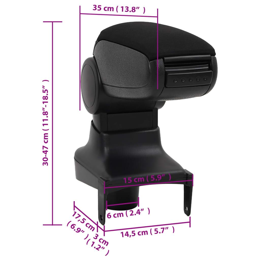 Car Armrest Black 15 x 35 x (30 47) cm ABS