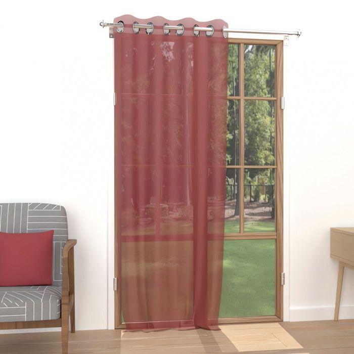 Red Sheer Curtain with Metal Eyelets 135x250 Cm