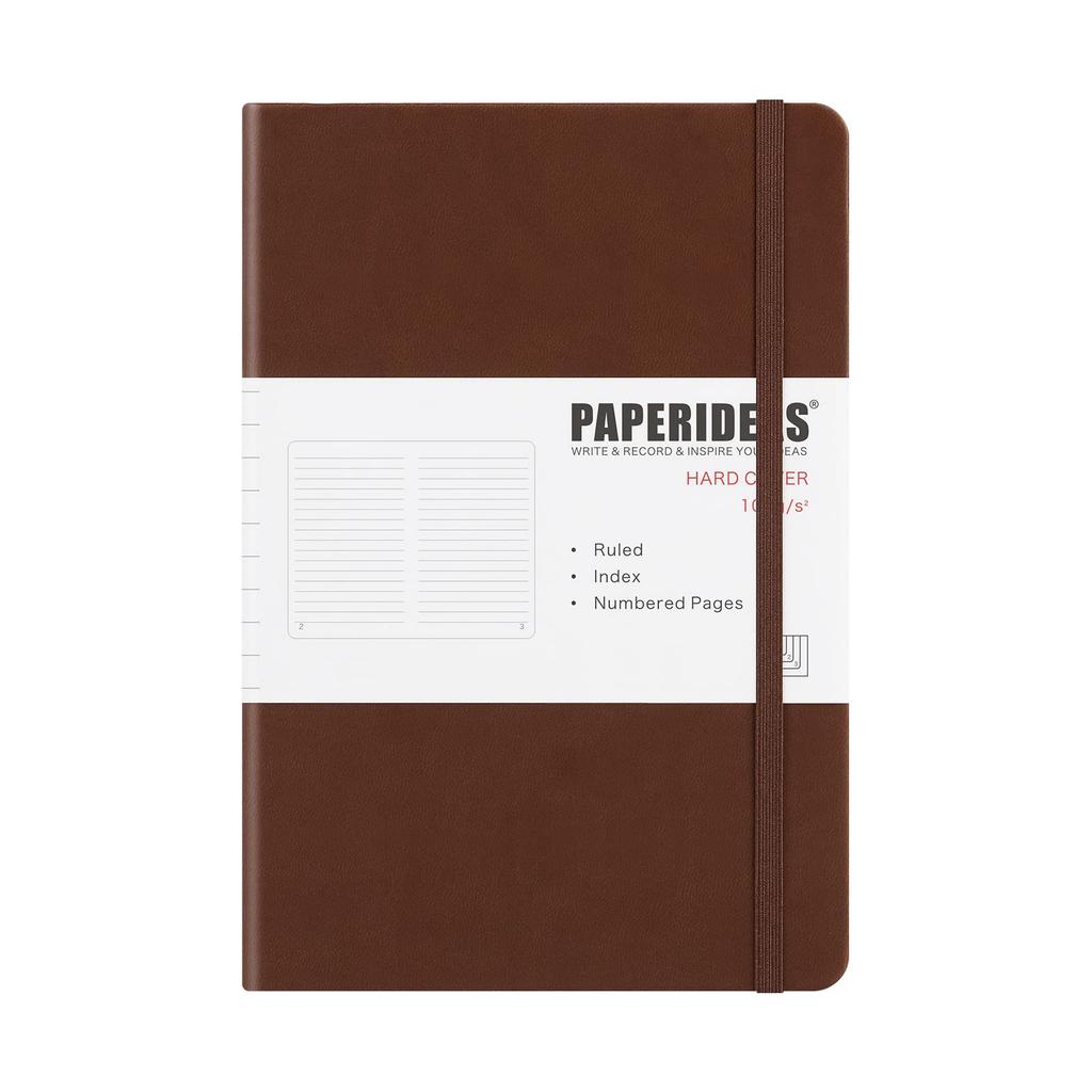 PAPERIDEAS Hardcover Coffee Notebook, A5, (Horizontal Lines, Brown)