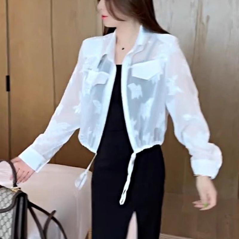 Летняя мода Свободный Повседневный Солнцезащитный Топ Женский Кардиган с Длинным Рукавом Рубашка Женская Универсальная Блузка на Пуговицах