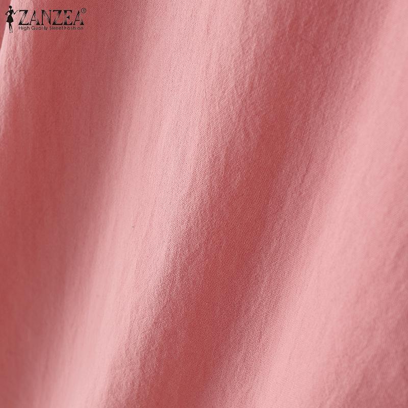 ZANZEA Женская повседневная блузка свободного кроя с круглым вырезом и рукавом 3/4