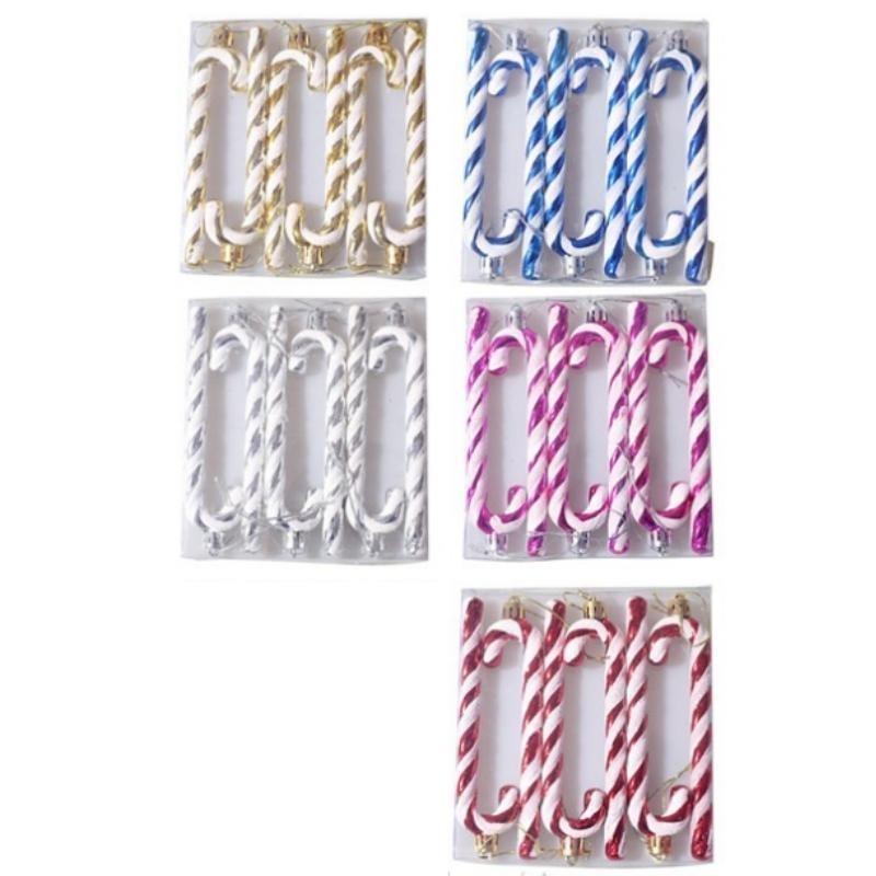 Christmas Candy Cane Ornaments 6Pcs Candy Cane Hanging Decor Christmas Tree Hanging Decoration Twisted Crutch Candy Canes For