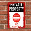 1 item: Vintage tinplate painting, "Private Property, No Entry, No Exit," suitable for home, office, garage, indoor/outdoor deco