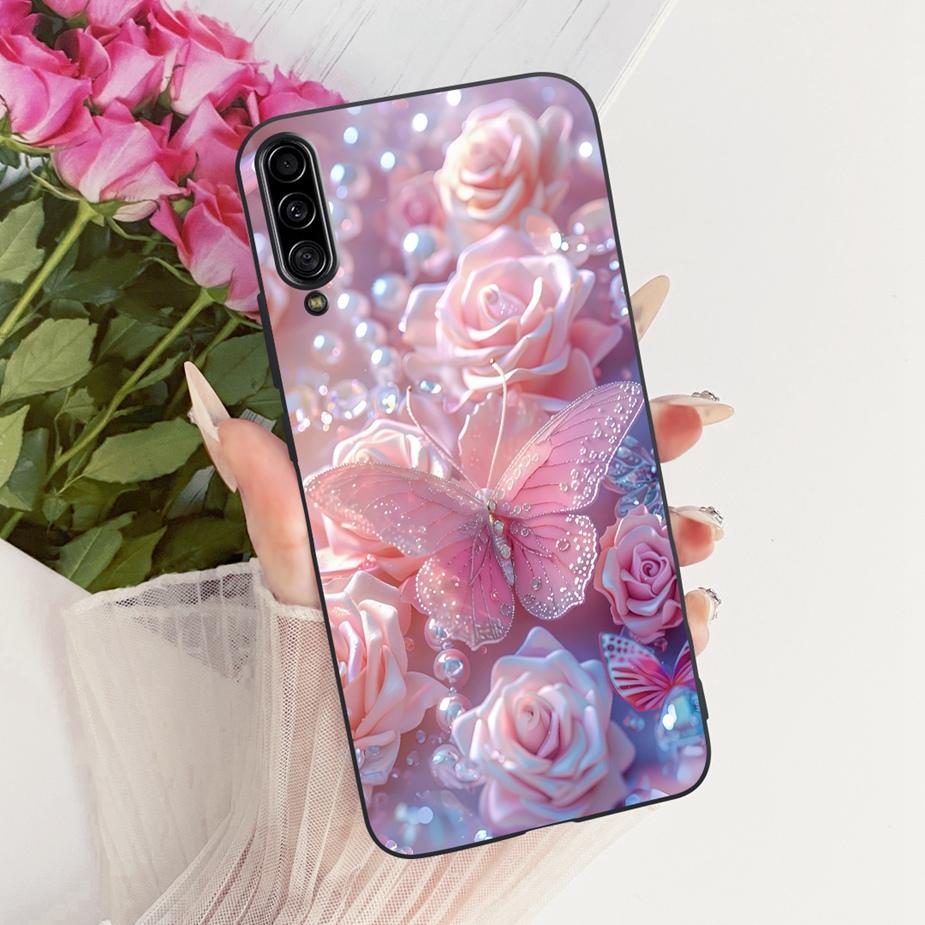 For Samsung Galaxy A90 5G Case SM-A908B Luxury Flowers Butterfly Painted Cover Soft Slim Phone Case For Samsung A90 A 90 5G Bags