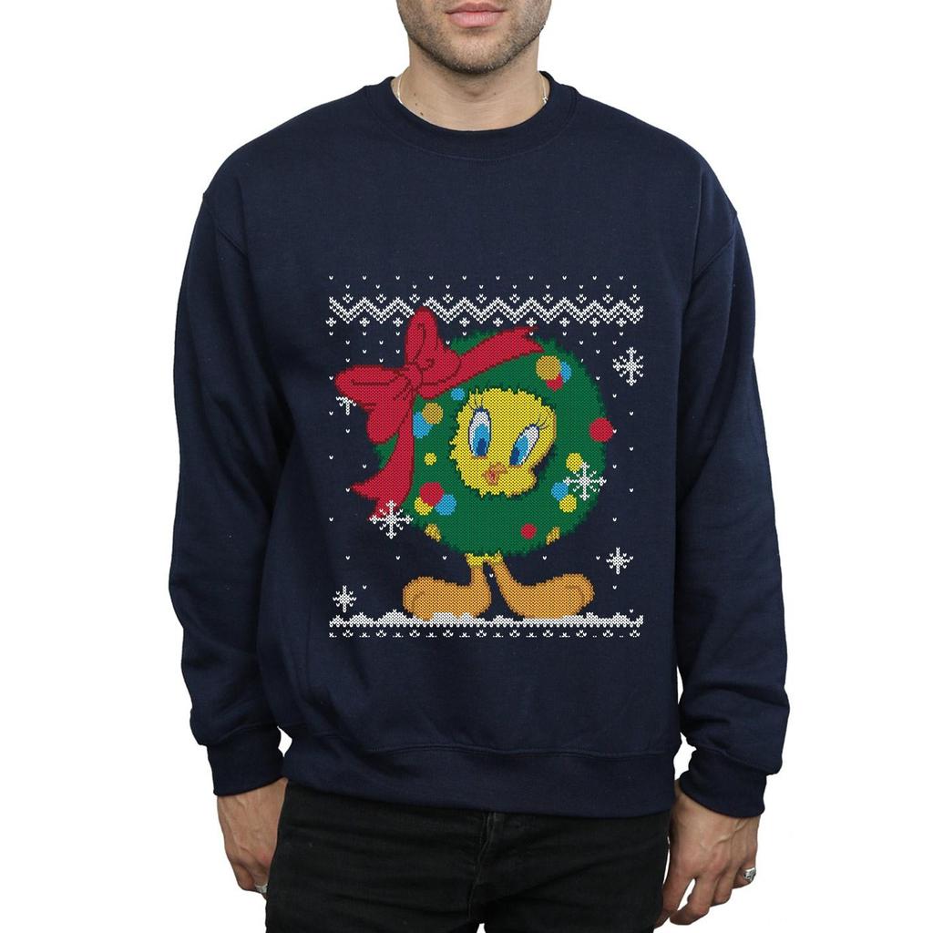 Looney Tunes Mens Tweety Pie Christmas Fair Isle Sweatshirt