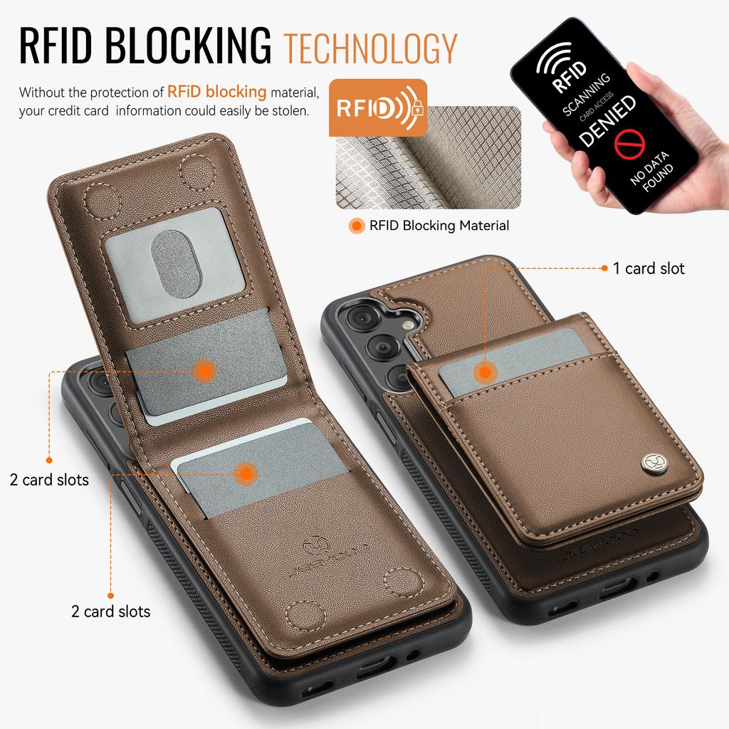 Для Samsung Galaxy A16 5G/Galaxy A16 4G Кожаная задняя крышка Совместимая с MagSafe Чехол для телефона JEEHOOD J06 с карманом для карт Блокировка RFID