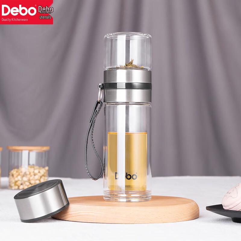 Стеклянная чайная бутылка Debo с двойными стенками и ситечком