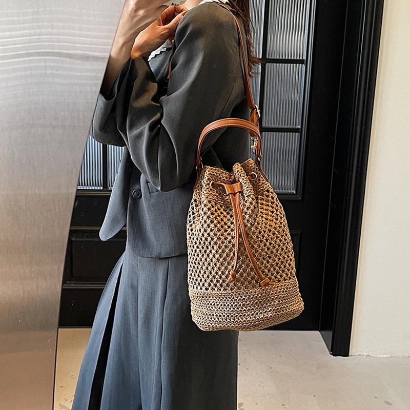 Vintage Summer Women Hand-Woven Rattan Straw Beach Wicker Crossbody Bags Female Handbag Purse Clutch Shopping Bags