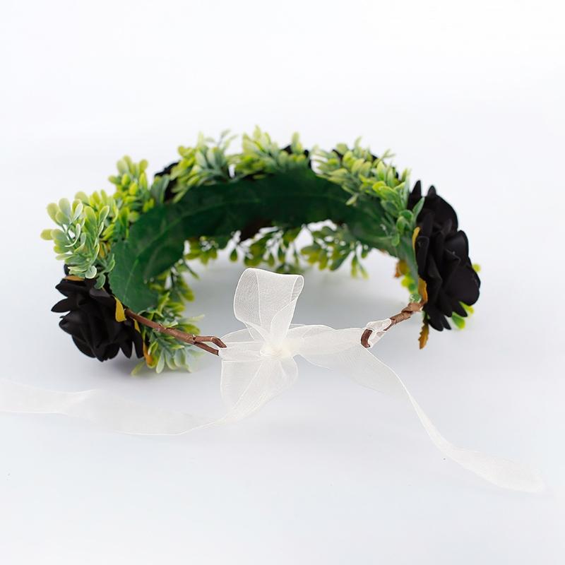 Регулируемая цветочная гирлянда Ручной работы Венок из роз Повязка на голову с лентой для свадьбы Фестиваля Путешествий Фотореквизит