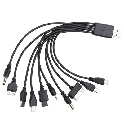 Многопортовое USB зарядное устройство 10 в 1 USB кабели для мобильных телефонов USB кабель для зарядки 20 см / 7,87 дюйма