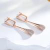 Long Pendant Golden Vintage Earrings for Women Micro Inlay White Zircon Sparkling Earrings Wedding Party Luxury Jewelry