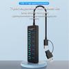KEBIDUMEI USB-хаб на 7 портов USB 3.0, разветвитель 5 Гбит/с с индивидуальными переключателями, адаптер питания для ноутбука, расширитель USB-портов, USB-C док-станция