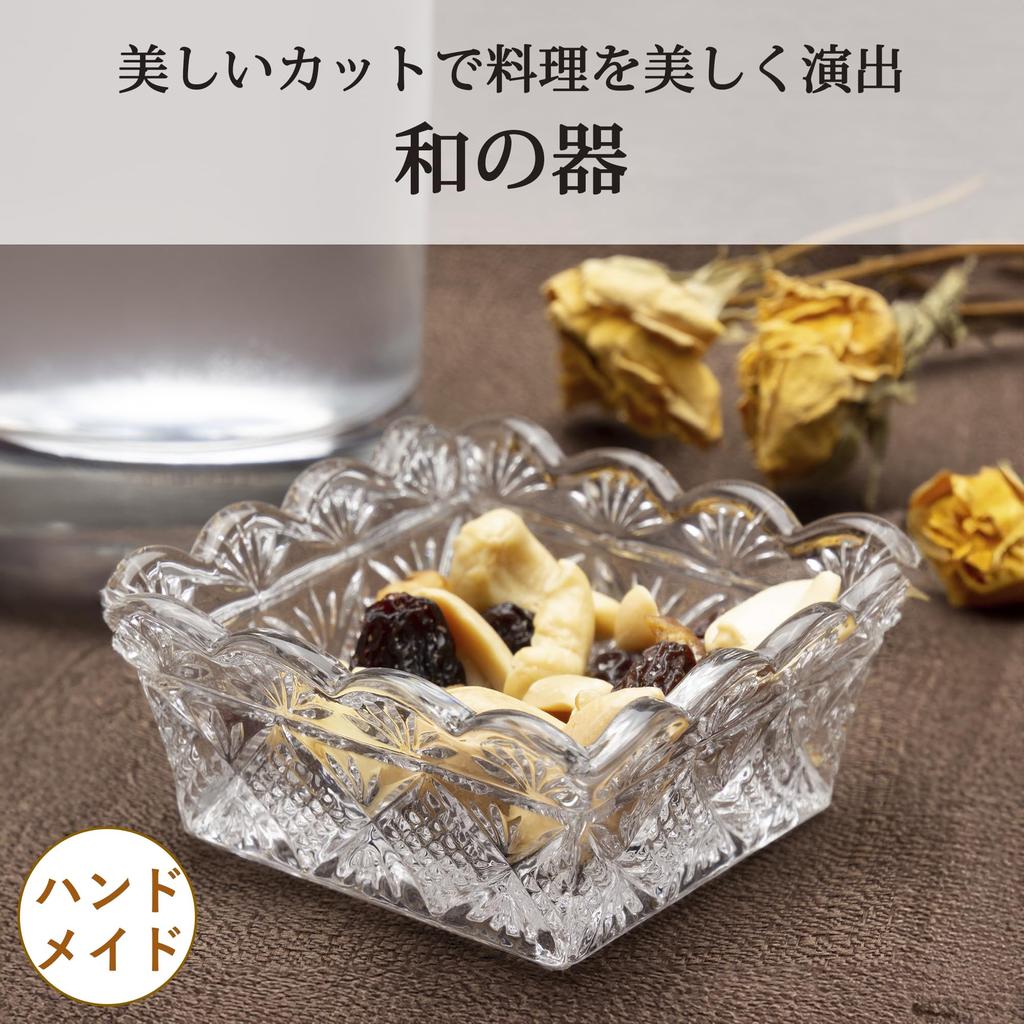 Toyo Sasaki Glass Японский Маленький Квадратный Набор Маленьких Соусниц Маленький Квадратный Глубокий Стеклянный Столовый Сервиз TS44022 Тарелка, Пиала, Пиала, 6, Пиала, Тарелка, Подглядывающий,