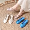 French Outer Half Slippers Inner Height Increase 2025 Summer New Gentle Fairy Style Single Shoes Bow Cool Slippers Woman
