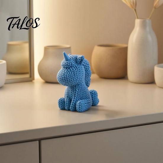 Радужный Декор для Стола 3D Печатная Фигурка Единорога с Вязаной Текстурой, Милые Компактные Фигурки с Мелкой Текстурой, Статуэтка Животного, Креативный Настольный