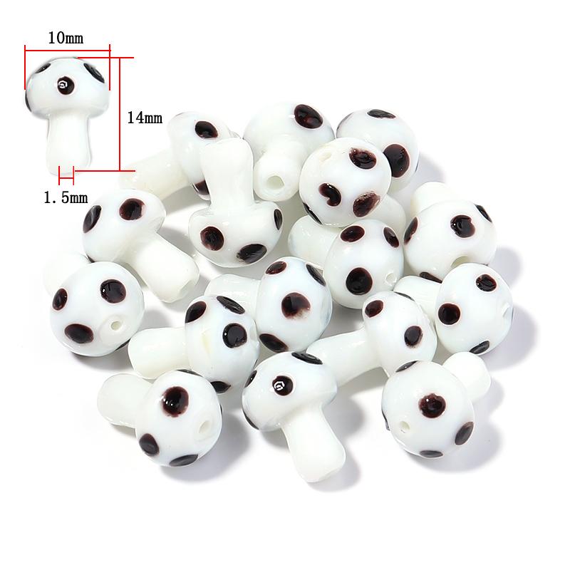 10-20Pcs 16x12mm Liuli Silica Lampwork Mushroom Beads Colourful Loose Glass Beads For Needlework DIY Jewelry Making Accessories