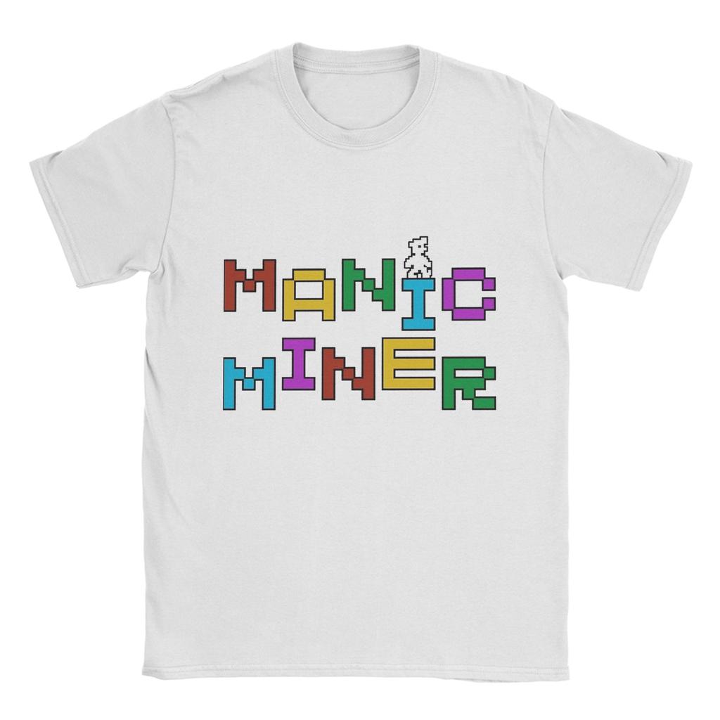 Manic Miner   Футболка Летняя  Ретро Игра  Хип-Хоп Футболки Мужская Чистый Хлопок Круглый Вырез Большой Размер  Одежда Короткий Рукав Базовые Топы