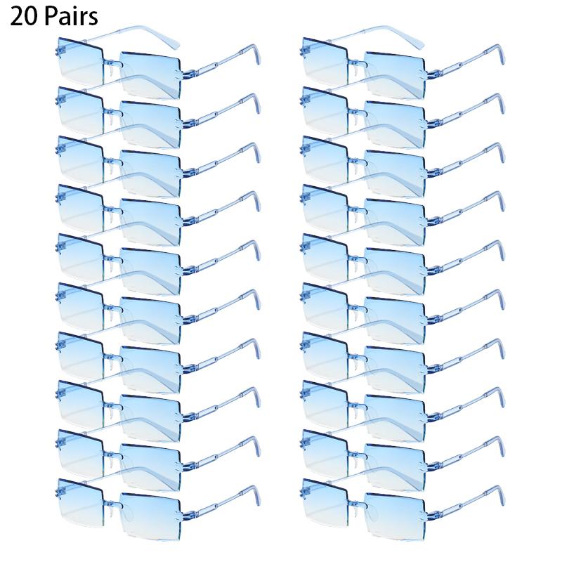 16/20 пар Прямоугольные Солнцезащитные очки Мужские Модные Безободковые Градиентные Многоцветные Пляжные Оттеночные очки Женские Новые Модные Рейв Солнцезащитные очки