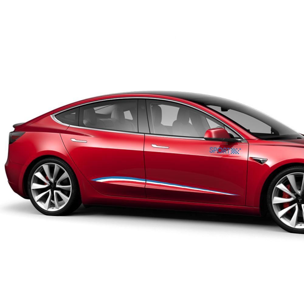 4 шт., боковая юбка для авто, виниловая пленка, декор кузова автомобиля, ПВХ наклейки, наклейки для Tesla Model 3, автомобильные украшения, обертывания автомобиля