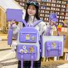 School Bag New Canvas Backpack Female Cute Versatile Backpack Large Capacity Five-piece Set Primary and Secondary School School Bag