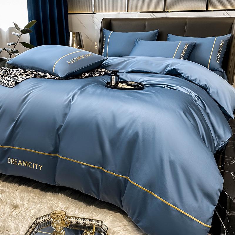 Роскошный комплект из 4 предметов из длинноволокнистого хлопка Синьцзяна: Осенне-зимние простыни, пододеяльники и постельные принадлежности