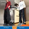 Large Pocket Cargo Pants for Men, Autumn Style, Black, Extended Length, Tall Men's Pants, Casual Straight-Leg Sweatpants
