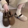 Туфли из овечьей шерсти женские для ношения на улице зимой осенью и зимой новые нежные феи ветер бархатные теплые хлопковые туфли на плоской подошве туфли Мэри Джейн