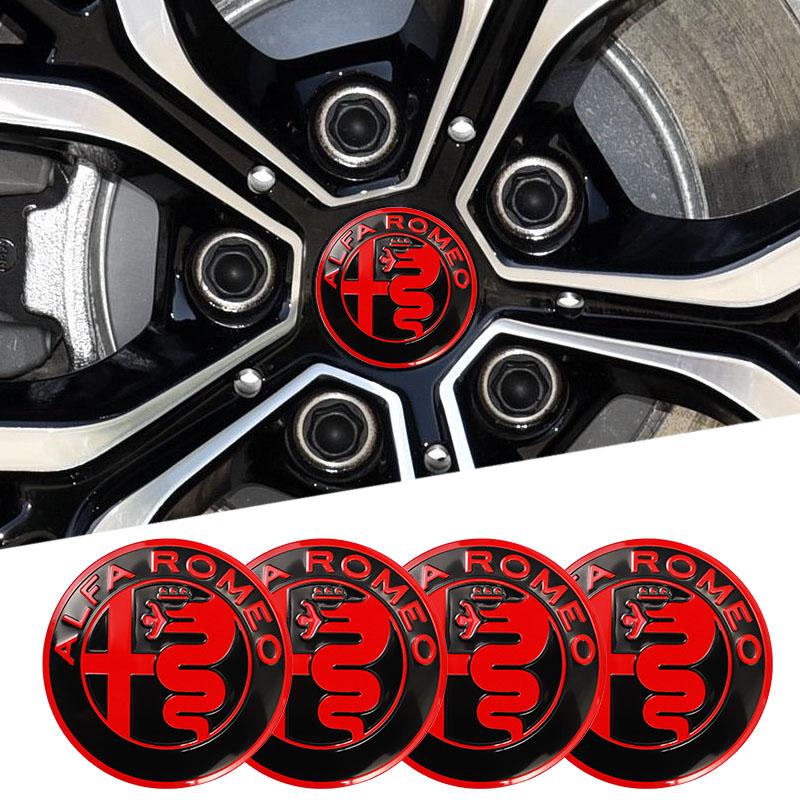 4pcs 56mm Car Wheel Center Hub Cap Stickers For Alfa Romeo 4C 159 Spider Giulietta Giulia GT Tonale Mito Car Styling Accessories