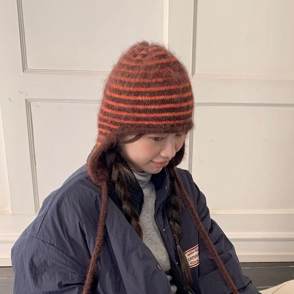 Plush Knitted Hat Korean Style Ear Cap Fashion Earflap Hat Girls