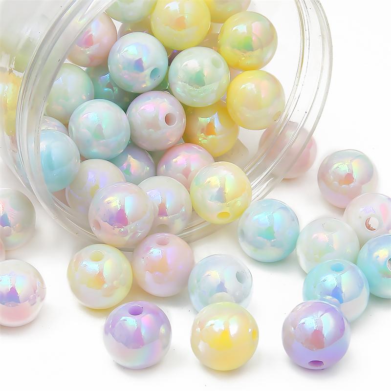 Acrylic Beads Colorful Round Beads for DIY Necklace Bracelet Earring Jewelry Making