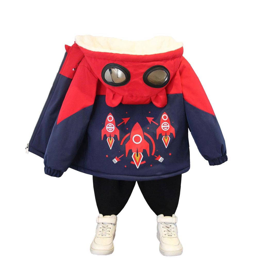 Зимняя парка с капюшоном на флисовой подкладке для мальчиков