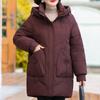 Зимнее длинное пальто, женская верхняя одежда с капюшоном, элегантные куртки для женщин среднего возраста, толстые теплые парки больших размеров