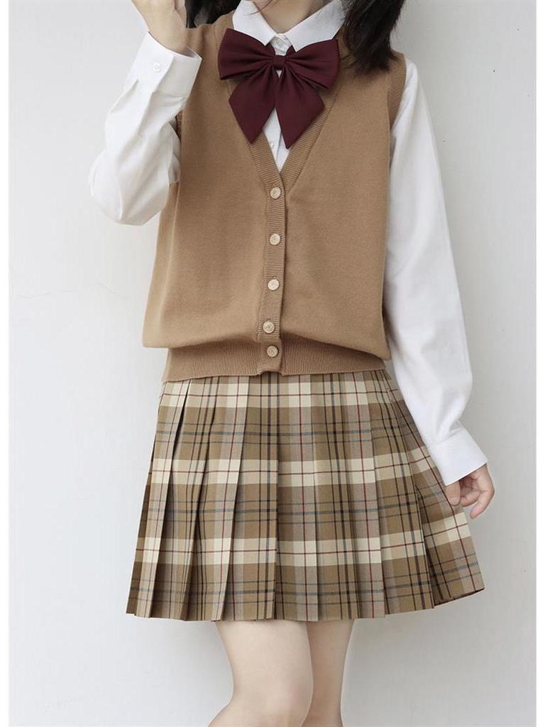 Оригинальный темно-синий кардиган-жилет JK - Вязаный свитер с V-образным вырезом в японском школьном стиле