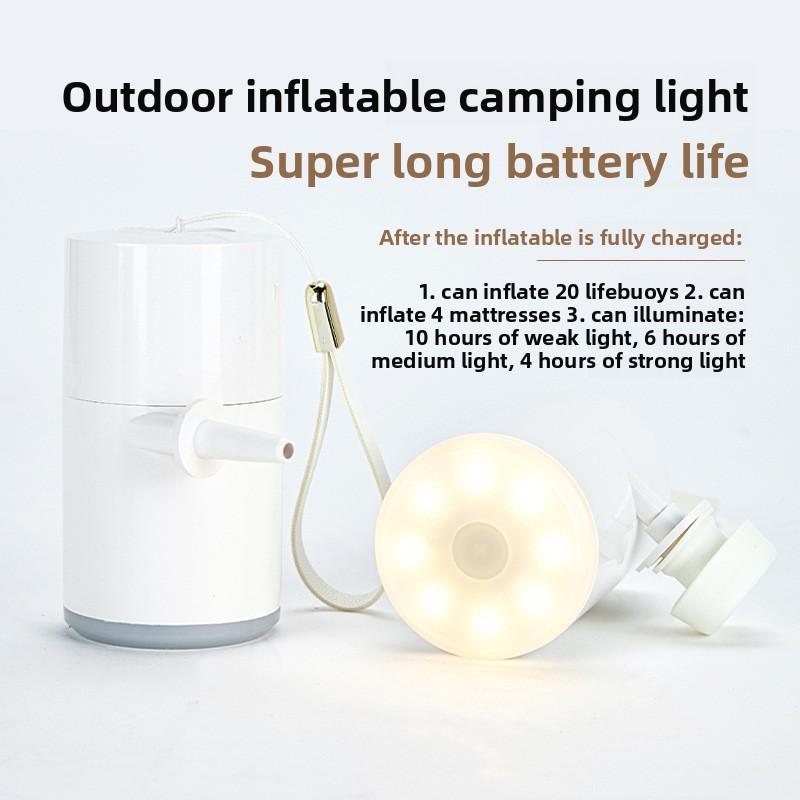 Electric Camping Light Air Pump USB Type-C Rechargeable Changeable Color Outdoor LED Inflatable Pump Tent Air Mattress Vacuum