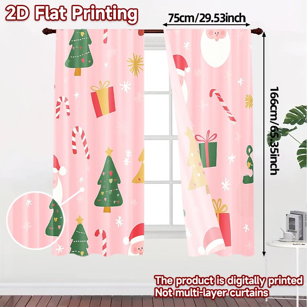 2pcs,Curtains Cute Christmas Elements (2) Pattern Chic Curtains Prints Light Filtering Curtains Versatile All Perfect for