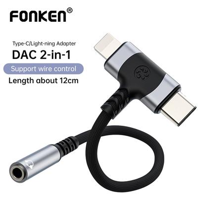FONKEN 2 в 1 адаптер для наушников USB C/Lightning на 3,5 мм наушники AUX аудио конвертер кабель для iPhone Samsung Huawei
