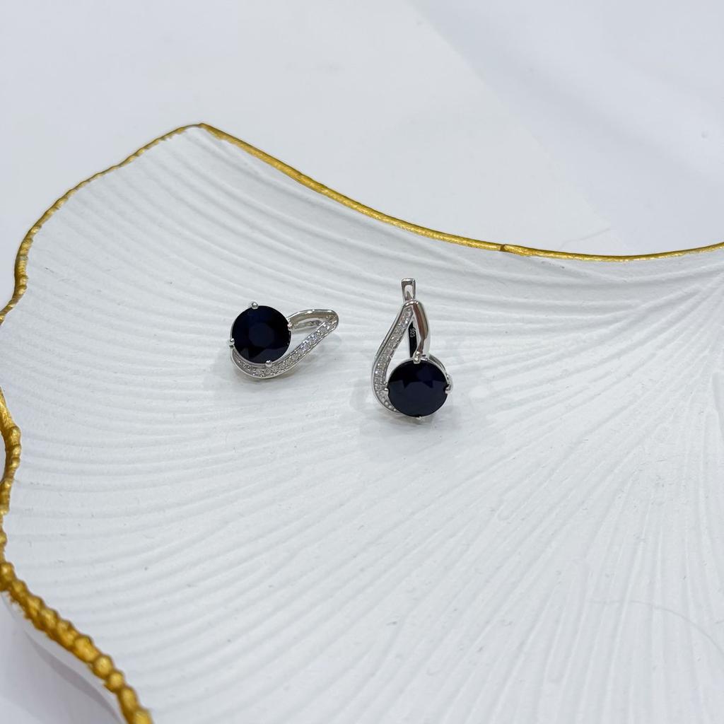 Серебряные серьги с натуральным сапфиром 9.975ct (2170310)