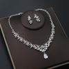 3pcs Romantic and Elegant Ladies' Water Droplet Zircon Necklace Earrings Zircon Set Classical Wedding Dress Accessories
