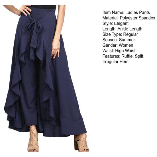 Женские брюки-юбка с высокой талией и оборками в стиле пэчворк, нерегулярный подол, разделенный подол, шнуровка до щиколотки, танцевальная вечеринка, сплошной цвет, свободный подол, макси-юбка