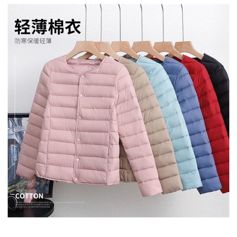 Women S Short Inner Cotton Jacket Solid Color Fitted Long Sleeve Casual