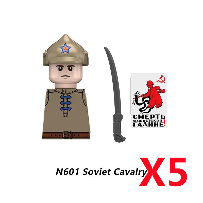 MOC Military Soviet US Soldier Figure Building Block Cavalry Pilot Western Cowboy Detective Weapon Sword Cloak Kid Toy Gift K148