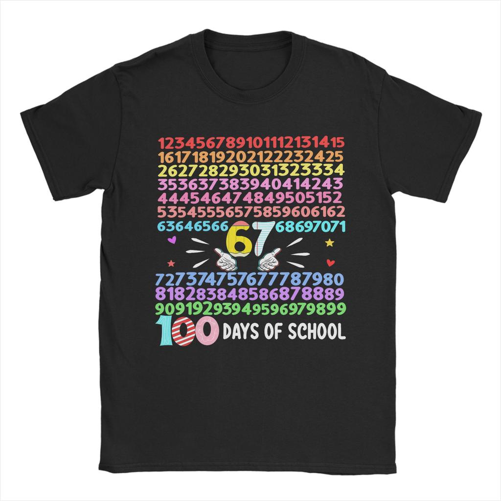 Happy 100 Days of School Smarter 67 Teacher TShirt Men Humorous Cotton Tee Shirt O Neck Short Sleeve T Shirt Gift Idea Clothes