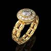 New Female Fashion Rings Watch Shaped Metal Gold Plated Ring Accessories for Party Luxury Cubic Zirconia Versatile Jewelry