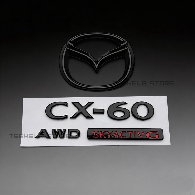 ABS Car Front Grill Emblem Rear Trunk Badge Logo For MAZDA CX60 Glossy Black Letters Trunk Emblem Stickers Car Accessories BW3