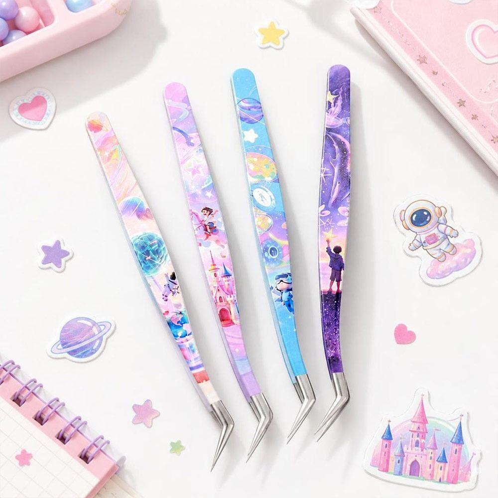 Stainless Steel False Eyelash Tweezers Anti-static Lashes Extension Tweezer Extensions Grafting
