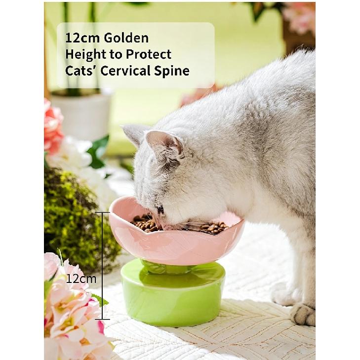 Flower Shape Ceramic Elevated Cat Bowl Puppy Dog Food Water Snack Bowl For The Cat Raised Cat Dish Feeder Drinker Pet Supplies