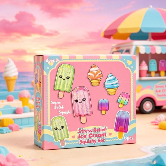 6 шт. Игрушка-пищалка для мороженого, ультрамягкая, медленно поднимающаяся, сенсорные фиджет-игрушки для снятия стресса, тревоги, сувениры для вечеринки